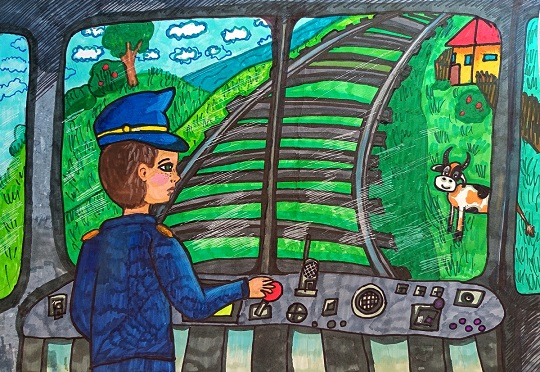 В кабине поезда